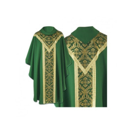 Chasuble semi gothique verte - tissu uni (62)