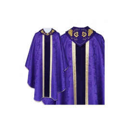 Chasuble gothique col brodé violet - tissu uni (47)