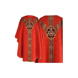 Chasuble semi gothique rouge - tissu jacquard (63)
