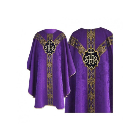 Chasuble semi gothique violet - tissu jacquard (65)