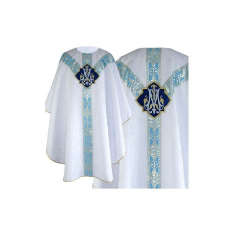 Chasuble mariale semi gothique - tissu jacquard (68)