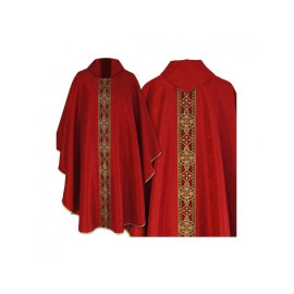 Chasuble rouge gothique - tissu jacquard (70)