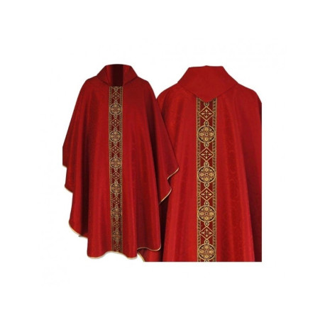 Chasuble rouge gothique - tissu jacquard (70)