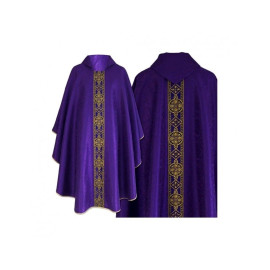Chasuble gothique violette - tissu jacquard (71)