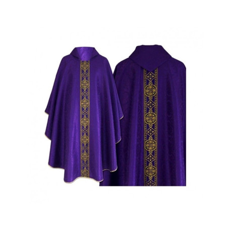 Chasuble gothique violette - tissu jacquard (71)