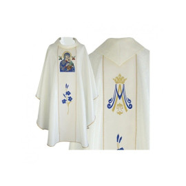 Chasuble brodée de Notre-Dame du Perpétuel Secours - jacquard