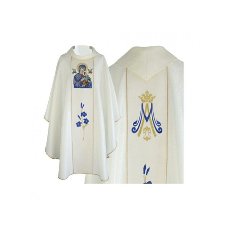 Chasuble brodée de Notre-Dame du Perpétuel Secours - jacquard