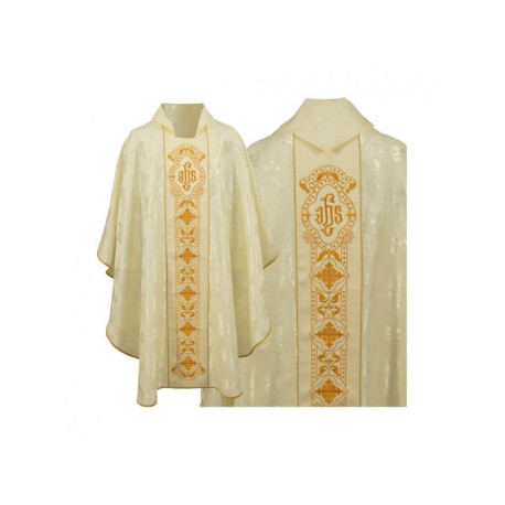 Chasuble gothique, tissu jacquard, écru (59)