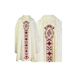 Chasuble gothique, tissu jacquard, écru (61)