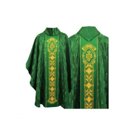 Chasuble gothique, tissu jacquard, vert (62)