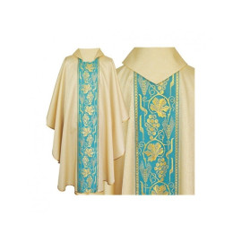 Chasuble gothique, tissu jacquard, or (65)