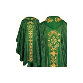 Chasuble gothique, tissu jacquard, vert (67)