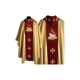 Chasuble de Pâques brodée - Motif de l'Agneau de Dieu (1)