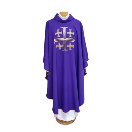 Chasuble brodée Croix de Jérusalem - violet (22)