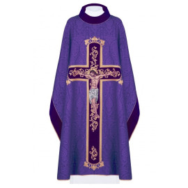 Chasuble brodée Jésus en croix - violet (190)