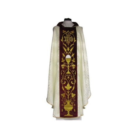 Chasuble en jacquard brodé, damassé - calice (3)