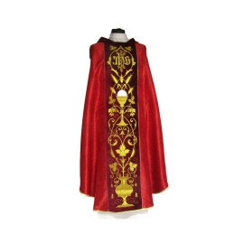 Chasuble en jacquard brodé, damas - calice (4)