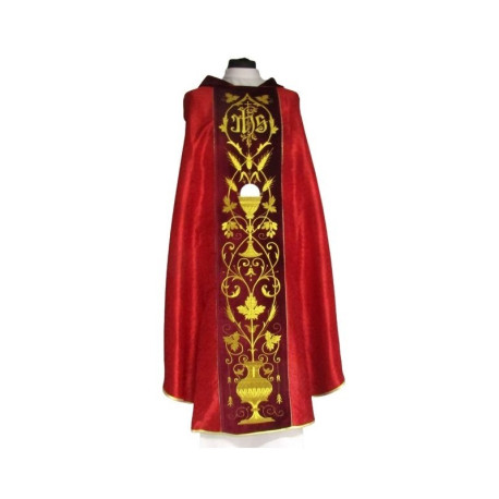 Chasuble en jacquard brodé, damas - calice (4)