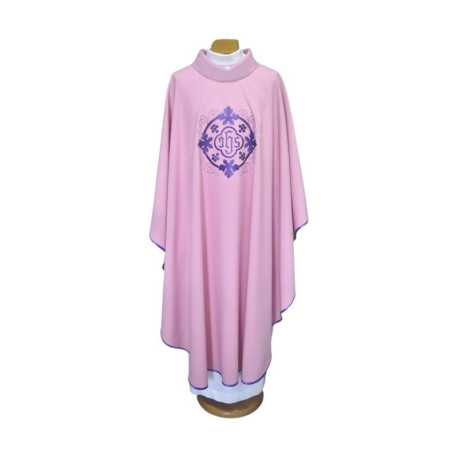 Chasuble brodée rose - IHS (01)