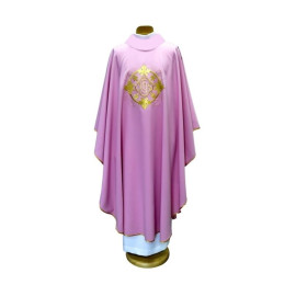 Chasuble brodée rose - IHS (02)