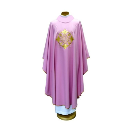 Chasuble brodée rose - IHS (02)