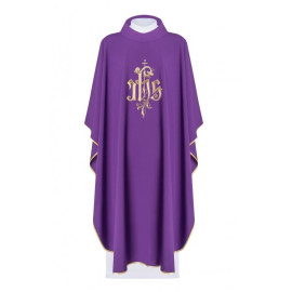 Chasuble brodée avec IHS - couleurs liturgiques (41)