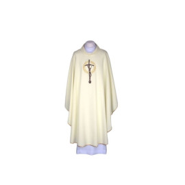 Chasuble écrue brodée - Croix papale (A4)