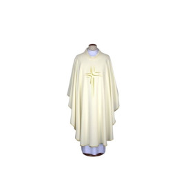 Chasuble brodée écru - croix (74)