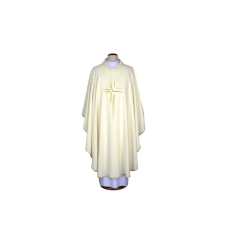 Chasuble brodée écru - croix (74)