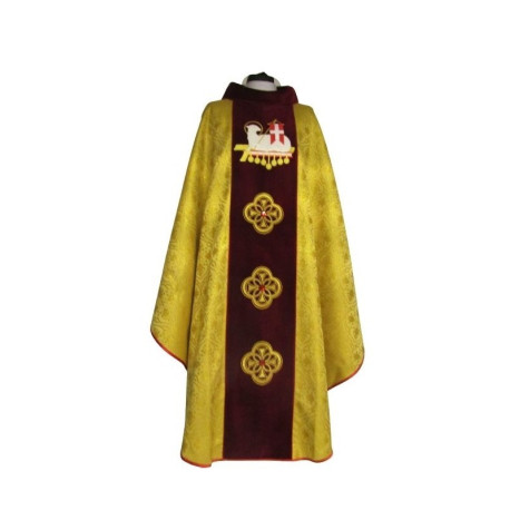Chasuble brodée de l'agneau sacrifié - tissu velours