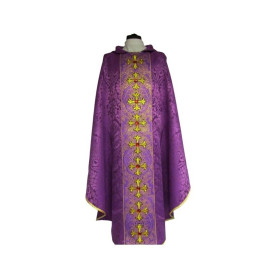 Chasuble couleurs liturgiques - belle ceinture brodée + pierres (2)