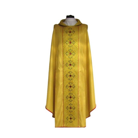Chasuble en or avec belle ceinture brodée + pierres (3)