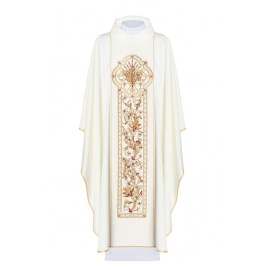 Chasuble brodée du symbole IHS - écru