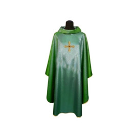 Chasuble verte, brillante, broderie sur tissu (2)