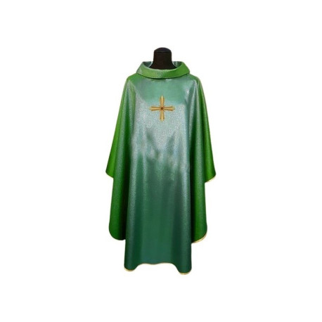 Chasuble verte, brillante, broderie sur tissu (2)