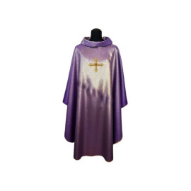 Chasuble violette, brillante, broderie sur tissu (4)