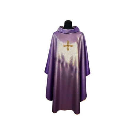 Chasuble violette, brillante, broderie sur tissu (4)