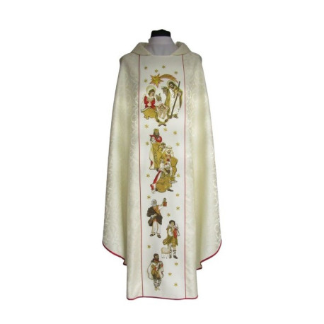 Chasuble de Noël à rosettes écrues - Sainte Famille (3)
