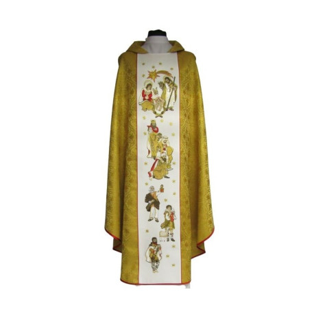 Chasuble de Noël à rosettes dorées - Sainte Famille (4)