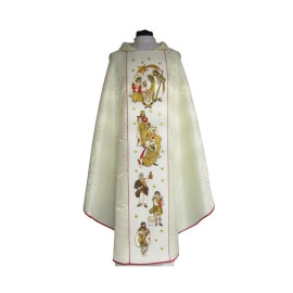 Chasuble de Noël rosette écrue - Sainte Famille (5)