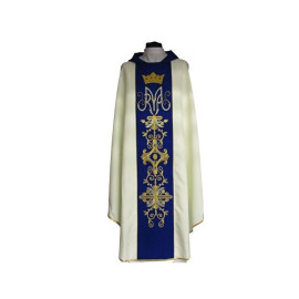 Chasuble mariale brodée - tissu uni (23)