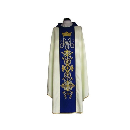 Chasuble mariale brodée - tissu uni (23)