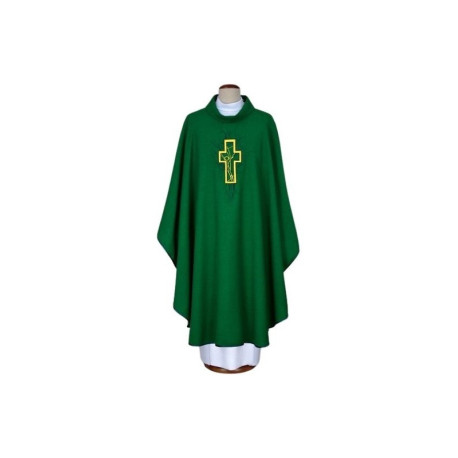 Chasuble brodée verte - croix (10)