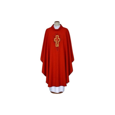 Chasuble brodée rouge - croix (10)