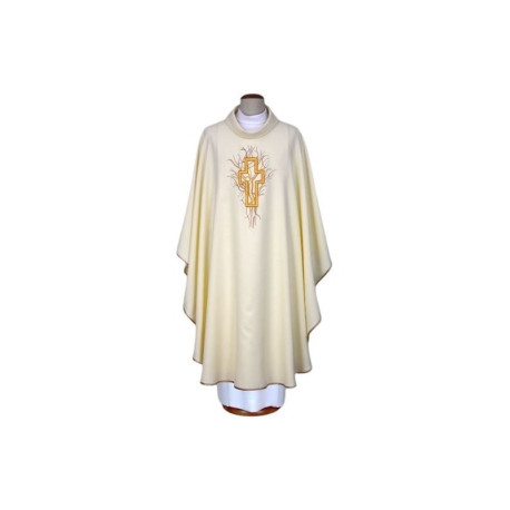 Chasuble brodée écru - croix (10)