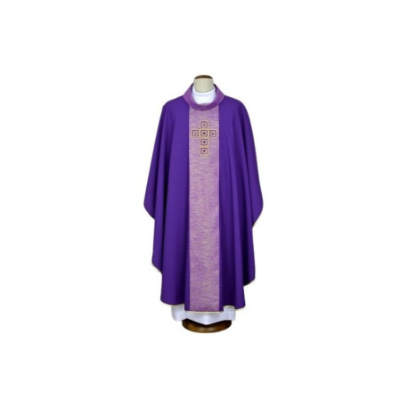 Chasuble brodée violet - pierres décoratives (11)