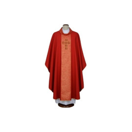Chasuble brodée rouge - pierres décoratives (11)