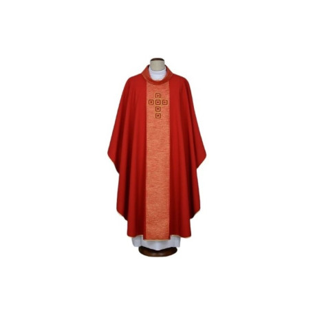 Chasuble brodée rouge - pierres décoratives (11)