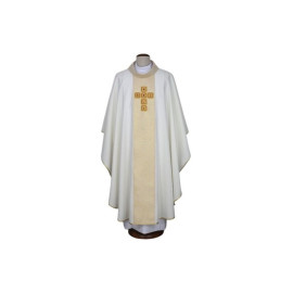 Chasuble brodée écru - pierres décoratives (11)