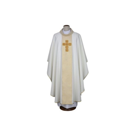Chasuble brodée écru - pierres décoratives (11)